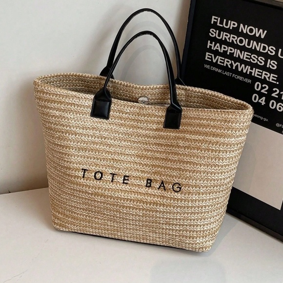 Boho Straw Beach Travel Summer Large Tote Bag - Picture 1 of 7